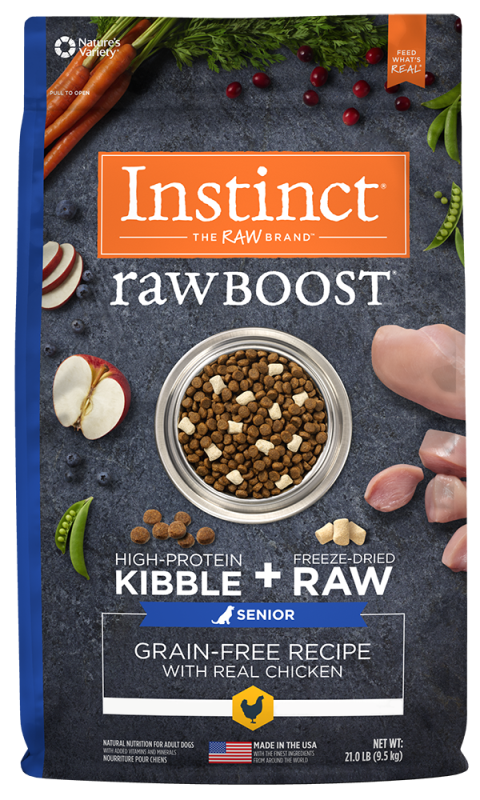 Instinct Raw Boost Grain-Free Dry Dog Food, Senior, Chicken, 21-lb