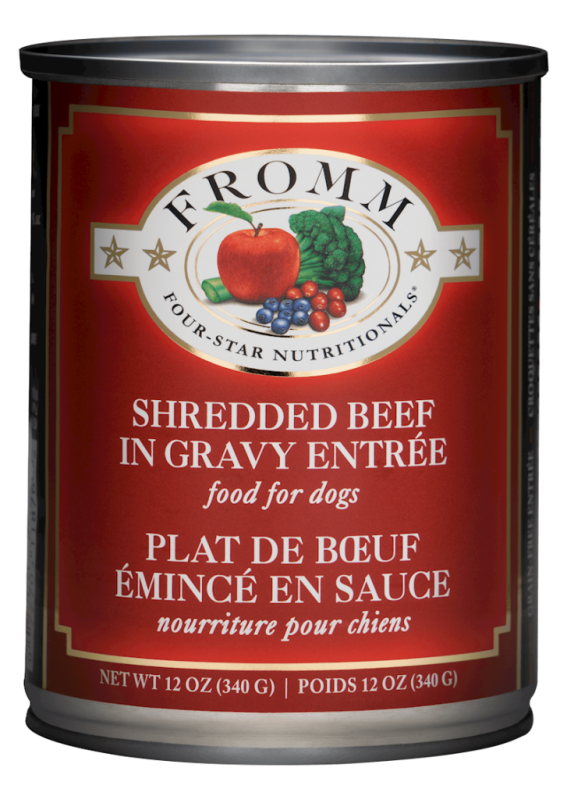 Fromm Four-Star Canned Dog Food, Shredded Beef in Gravy, 12-oz