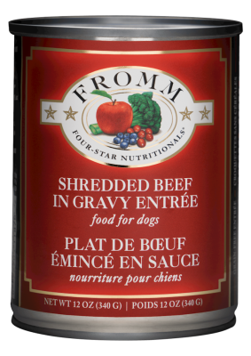 Fromm Four-Star Canned Dog Food, Shredded Beef in Gravy, 12-oz
