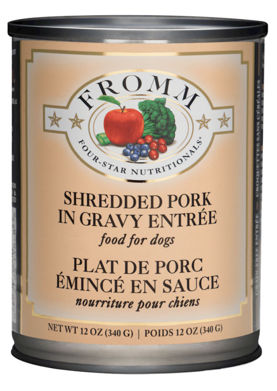 Fromm Four-Star Canned Dog Food, Shredded Pork in Gravy, 12-oz