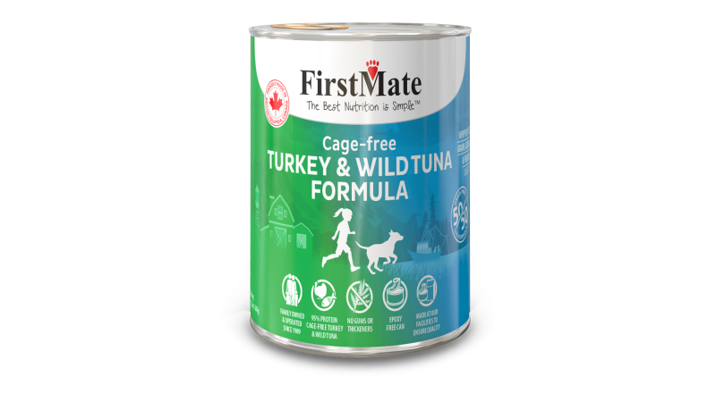 FirstMate 50/50 Grain-Free Canned Dog Food, Turkey & Tuna, 12.2-oz