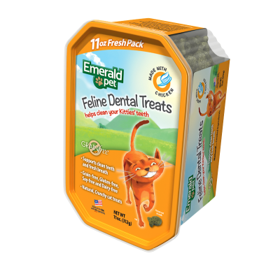 Emerald Pet Feline Dental Treats with Chicken Cat Treats, 11-oz