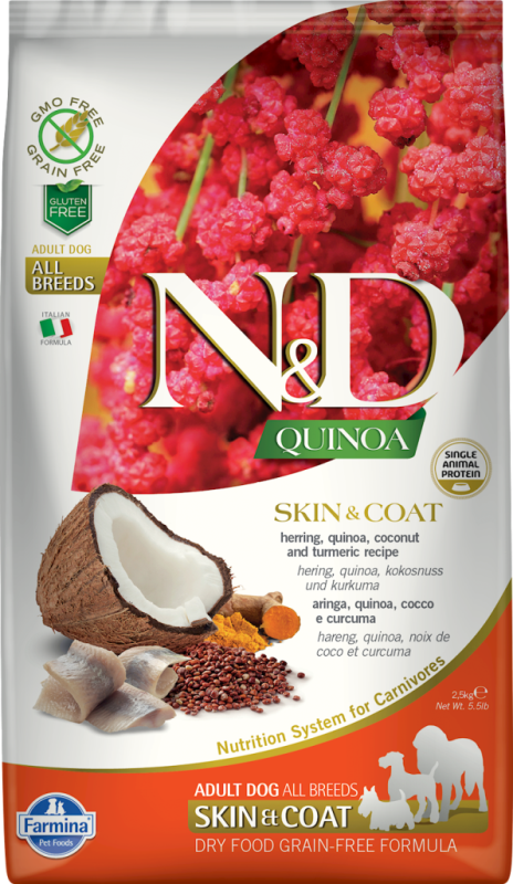 Farmina N&D Quinoa Dry Dog Food, Skin & Coat, Herring, 5.5-lb
