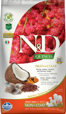 Farmina N&D Quinoa Dry Dog Food, Skin & Coat, Herring, 15.4-lb