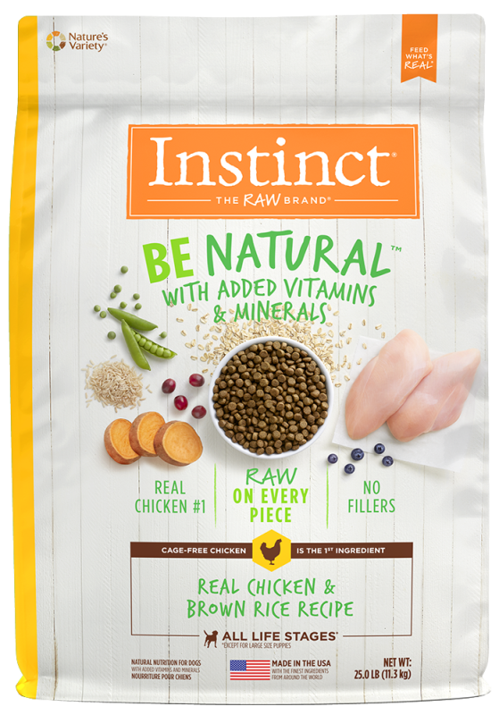 Instinct Be Natural Dry Dog Food, Chicken & Brown Rice, 25-lb