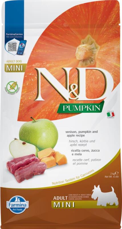 Farmina N&D Pumpkin Dry Dog Food, Venison & Apple, Adult, Mini, 4.4-lb