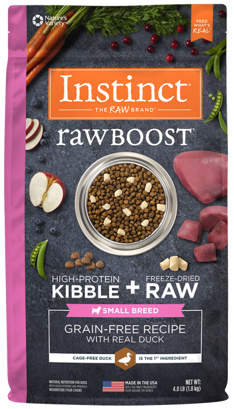 Instinct Raw Boost Grain-Free Dry Dog Food, Small Breed, Duck, 4-lb
