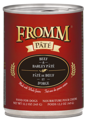 Fromm Pate Canned Dog Food, Beef & Barley, 12.2-oz