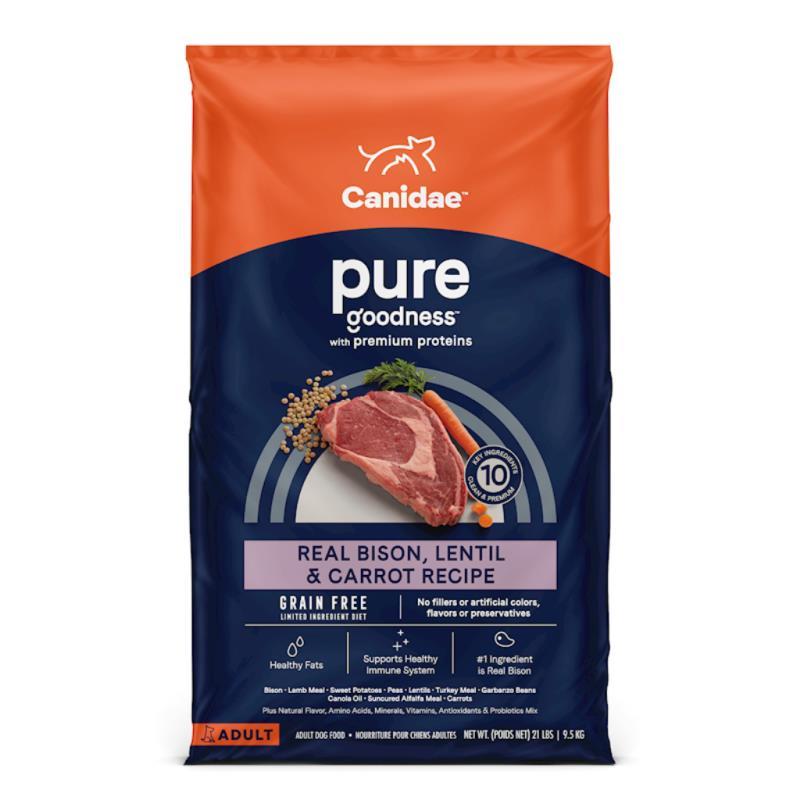 Canidae Pure Grain Free Dry Dog Food, Bison, Lentil & Carrot, 21-lb