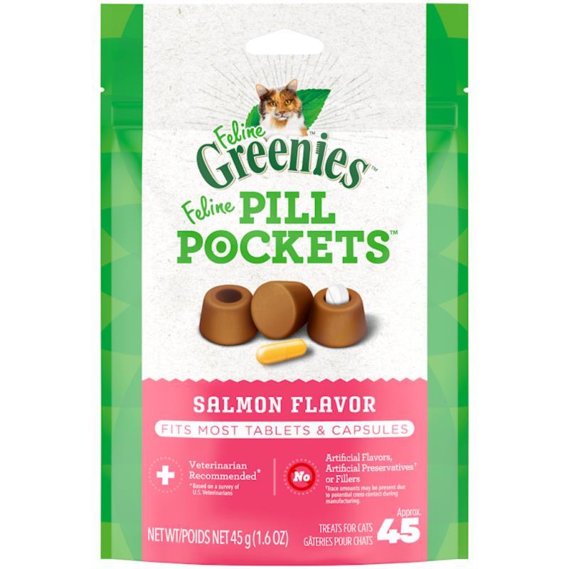 Feline Greenies Pill Pockets Salmon Flavor Cat Treats, 45 count