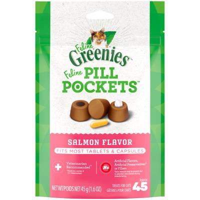 Feline Greenies Pill Pockets Salmon Flavor Cat Treats, 45 count