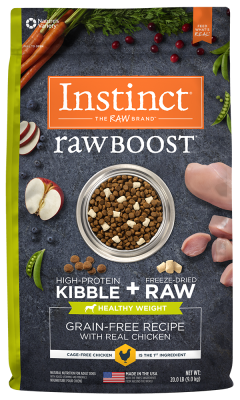 Instinct Raw Boost Grain-Free Dry Dog Food, Healthy Weight, Chicken, 20-lb