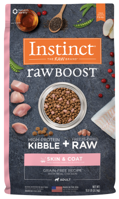 Instinct Raw Boost Grain-Free Dry Dog Food, Skin & Coat Health, Chicken, 18-lb