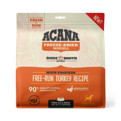 Acana Raw Freeze-Dried Dog Food, Free-Run Turkey, Morsels, 8-oz