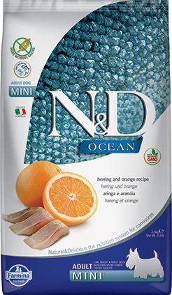 Farmina N&D Ocean Dry Dog Food, Herring & Orange, Adult, Mini, 5.5-lb