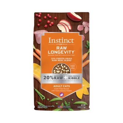 Instinct Longevity 20% Freeze-Dried Raw Meal Blend Dry Cat Food, Rabbit, 3.8-lb