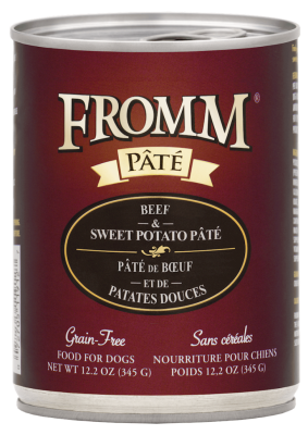 Fromm Pate Canned Dog Food, Beef & Sweet Potato, 12.2-oz