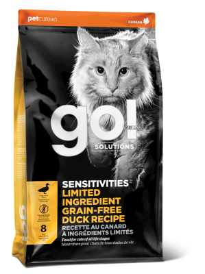 Go! Solutions Sensitivities Limited Ingredient Dry Cat Food, Duck, 8-lb