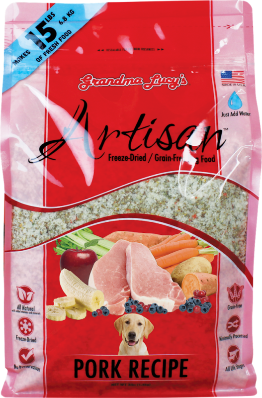 Grandma Lucy's Artisan Grain-Free Pork Freeze-Dried Dog Food, 3-lb