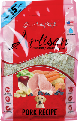 Grandma Lucy's Artisan Grain-Free Pork Freeze-Dried Dog Food, 3-lb