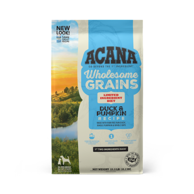 Acana Wholesome Grains Dry Dog Food, Limited Ingredient Duck & Pumpkin, 22.5-lb