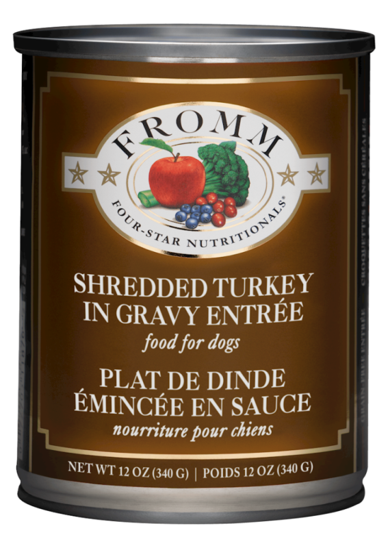 Fromm Four-Star Canned Dog Food, Shredded Turkey in Gravy, 12-oz