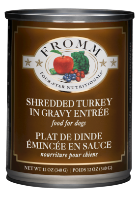 Fromm Four-Star Canned Dog Food, Shredded Turkey in Gravy, 12-oz