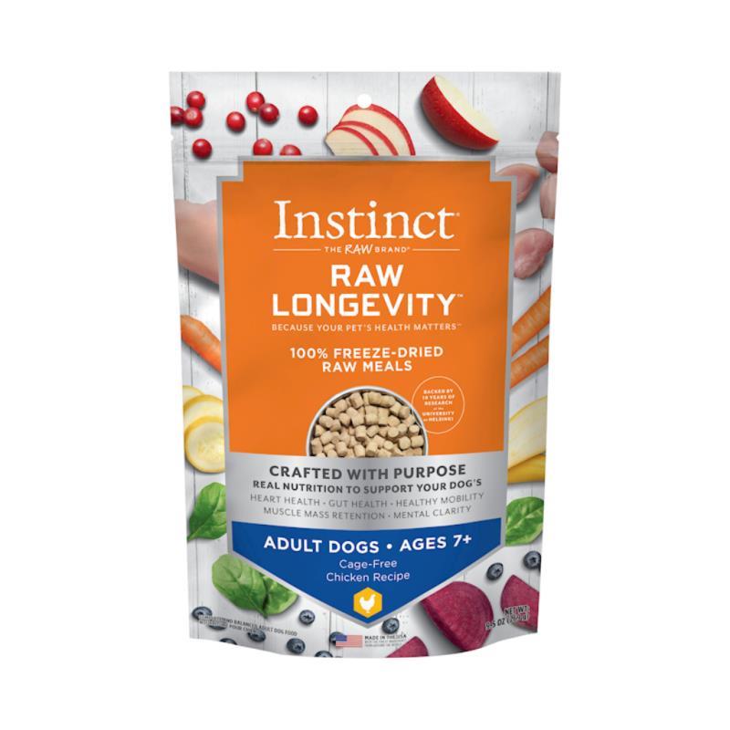 Instinct Longevity Raw Freeze-Dried Dog Food, Adult Age 7+, Chicken, 9.5-oz