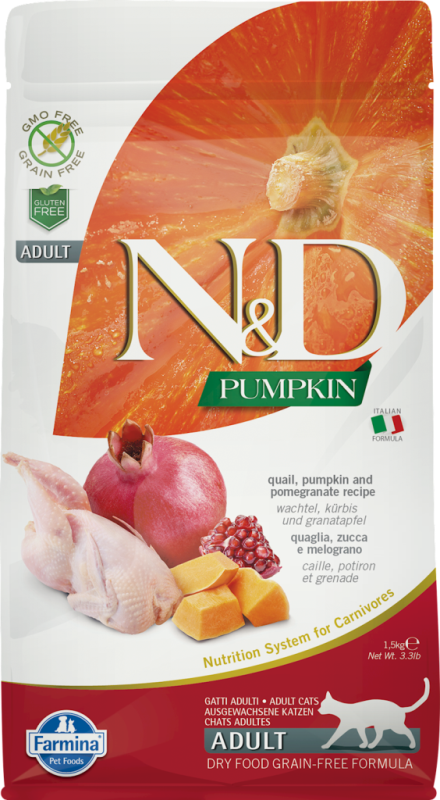 Farmina N&D Pumpkin Dry Cat Food, Quail & Pomegranate, Adult, 3.3-lb
