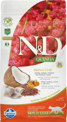 Farmina N&D Quinoa Dry Cat Food, Skin & Coat, Herring, 3.3-lb