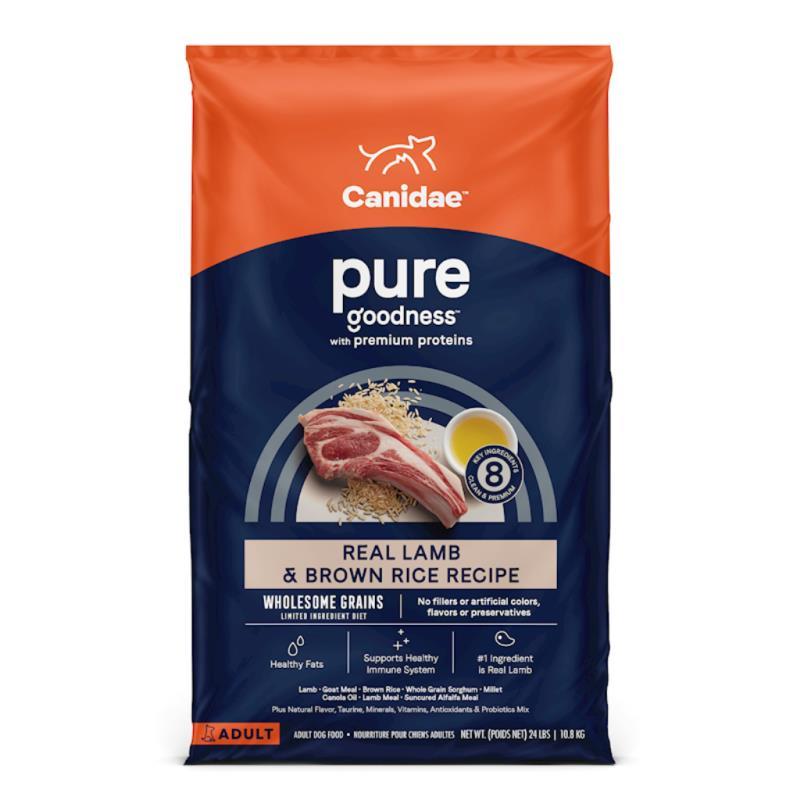 Canidae Pure Wholesome Grains Dry Dog Food, Lamb & Brown Rice, 4-lb