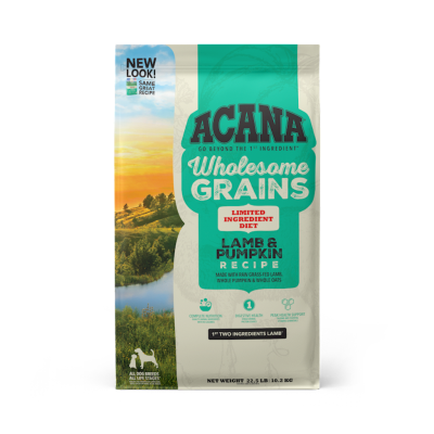 Acana Wholesome Grains Dry Dog Food, Limited Ingredient Lamb & Pumpkin, 22.5-lb