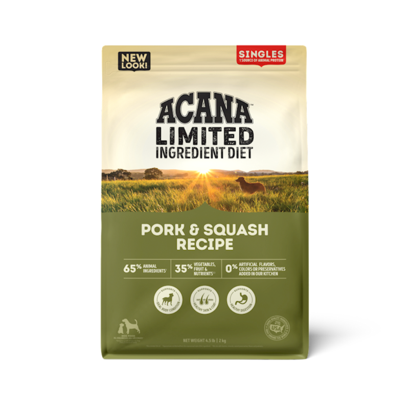 Acana Singles Limited Ingredient Diet Dry Dog Food, Pork & Squash, 4.5-lb