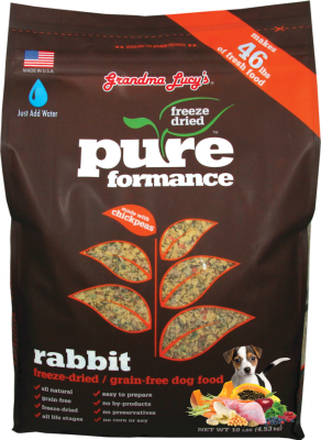 Grandma Lucy's Pureformance Rabbit Freeze-Dried Dog Food, 10-lb