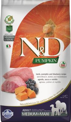 Farmina N&D Pumpkin Dry Dog Food, Lamb & Blueberry, Adult, Medium & Maxi, 26.5-lb