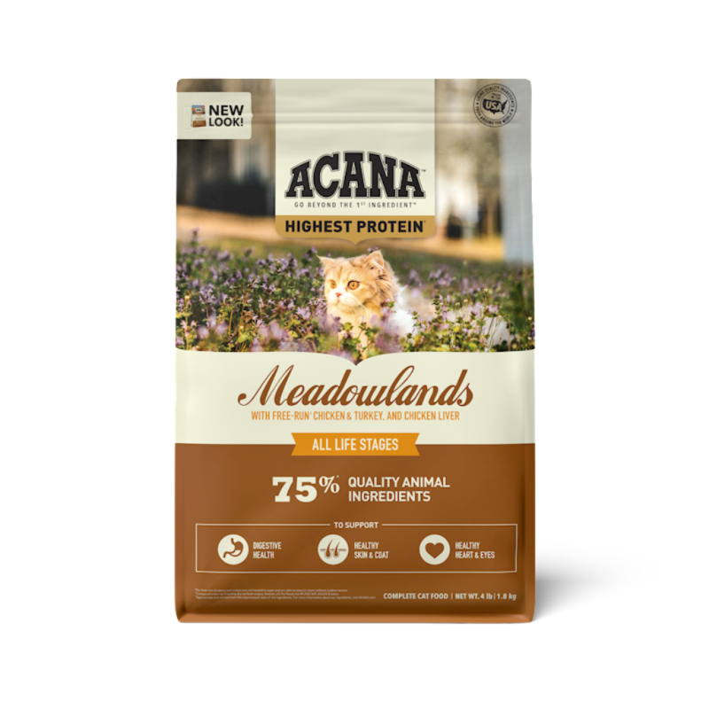 Acana Grain-Free Dry Cat Food, Meadowlands, 4-lb