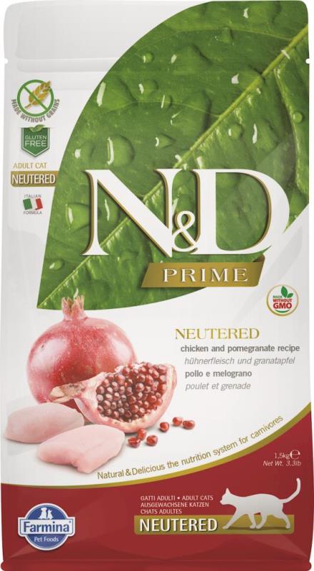 Farmina N&D Prime Dry Cat Food, Chicken & Pomegranate, Neutered, 11-lb