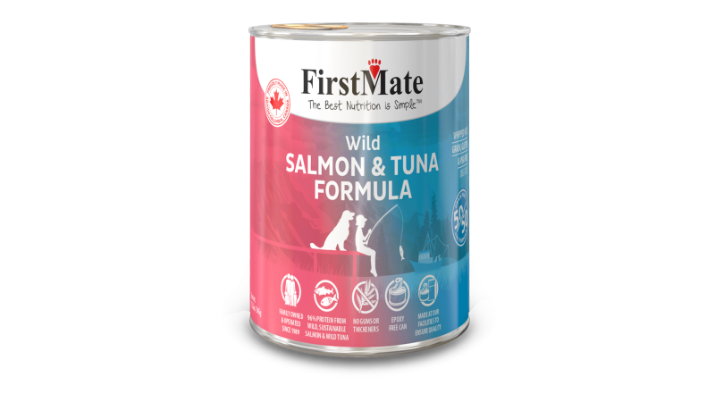 FirstMate 50/50 Grain-Free Canned Dog Food, Salmon & Tuna, 12.2-oz