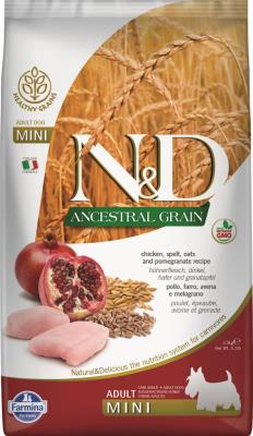 Farmina N&D Ancestral Grain Dry Dog Food, Chicken & Pomegranate, Adult, Mini, 15.4-lb