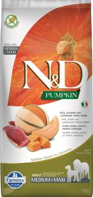 Farmina N&D Pumpkin Dry Dog Food, Duck & Cantaloupe Melon, Adult, Medium & Maxi, 26.5-lb