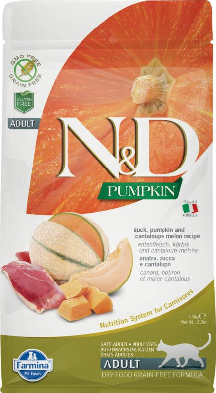 Farmina N&D Pumpkin Dry Cat Food, Duck & Cantaloupe, Adult, 3.3-lb