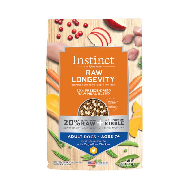 Instinct Longevity 20% Freeze-Dried Raw Meal Blend Dry Dog Food, Adult Age 7+, Chicken, 8.5-lb