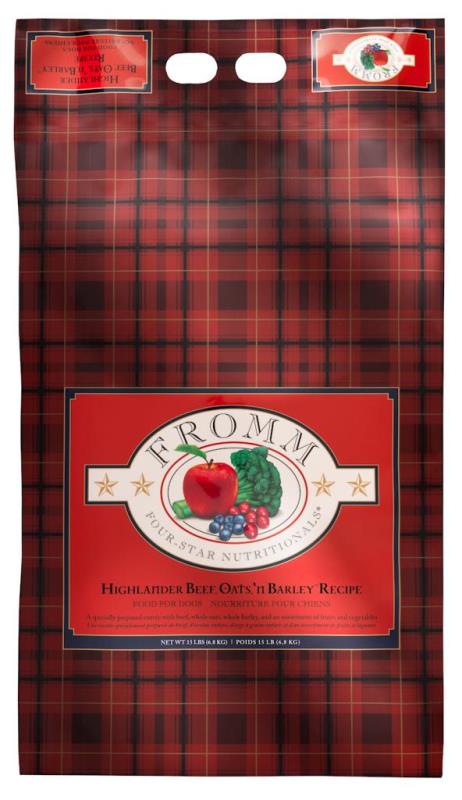 Fromm Four-Star Dry Dog Food, Highlander Beef, Oats 'n Barley, 15-lb
