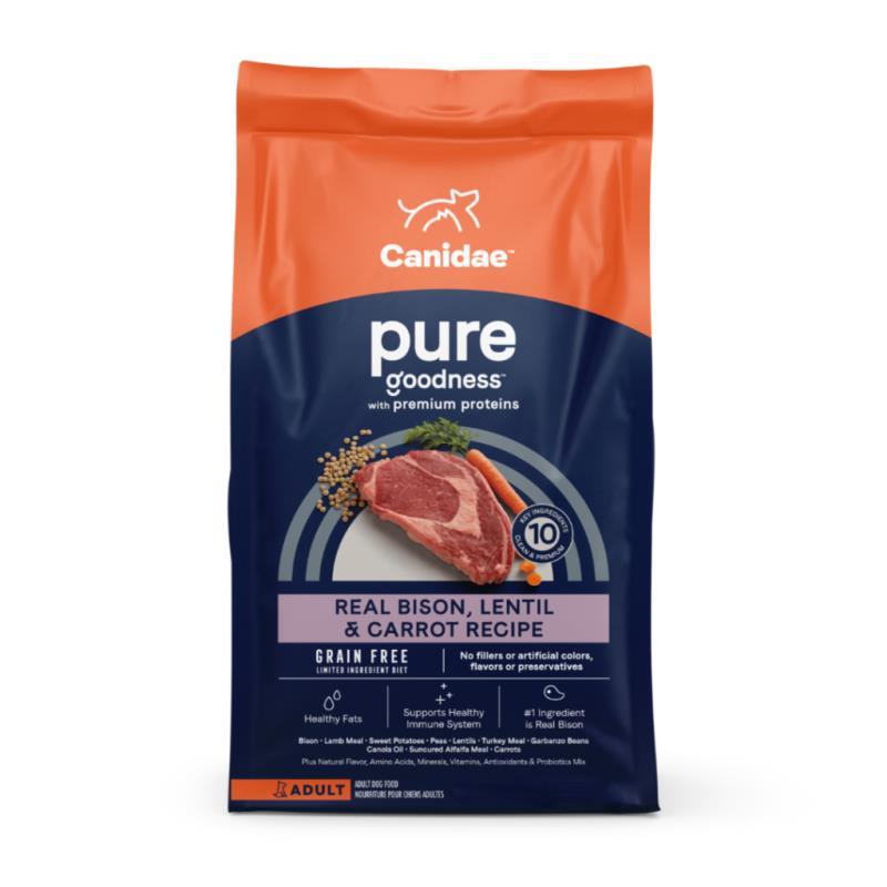 Canidae Pure Grain Free Dry Dog Food, Bison, Lentil & Carrot, 10-lb