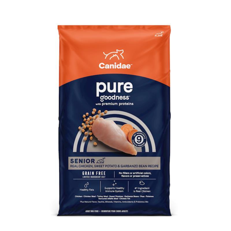 Canidae Pure Grain Free Dry Dog Food, Senior, Chicken, Sweet Potato & Garbanzo Beans, 12-lb
