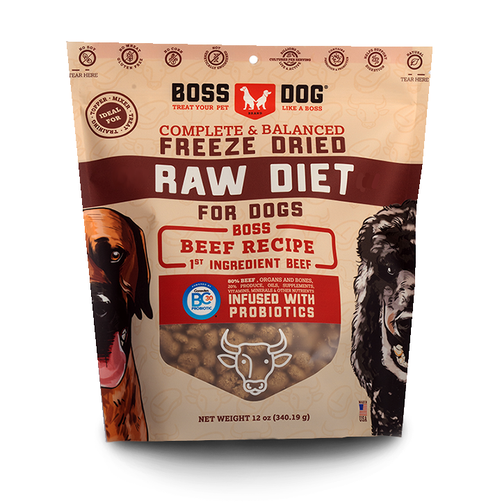 Boss Dog Raw Diet Beef Recipe Freeze-Dried Dog Food, 12-oz