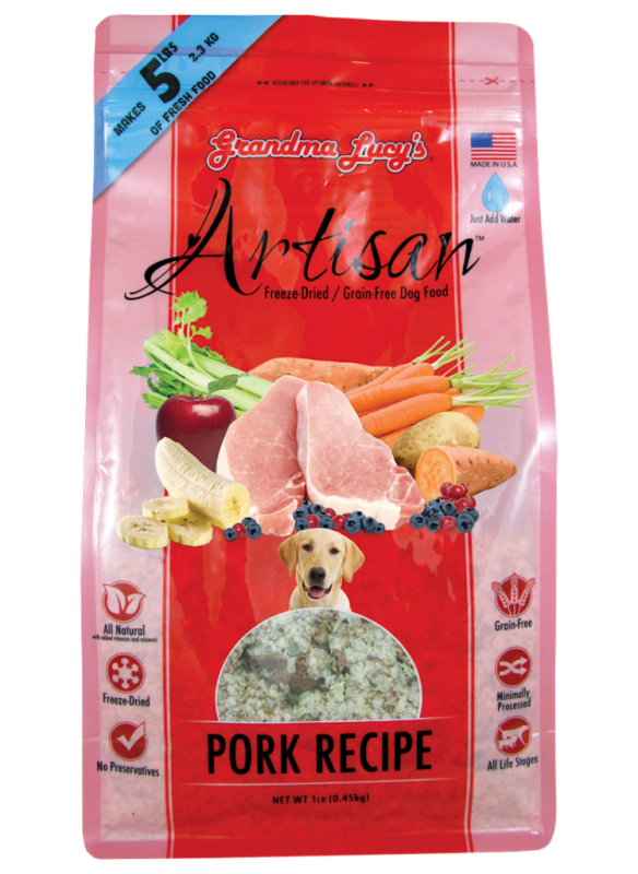 Grandma Lucy's Artisan Grain-Free Pork Freeze-Dried Dog Food, 1-lb