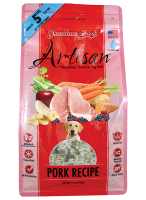 Grandma Lucy's Artisan Grain-Free Pork Freeze-Dried Dog Food, 1-lb