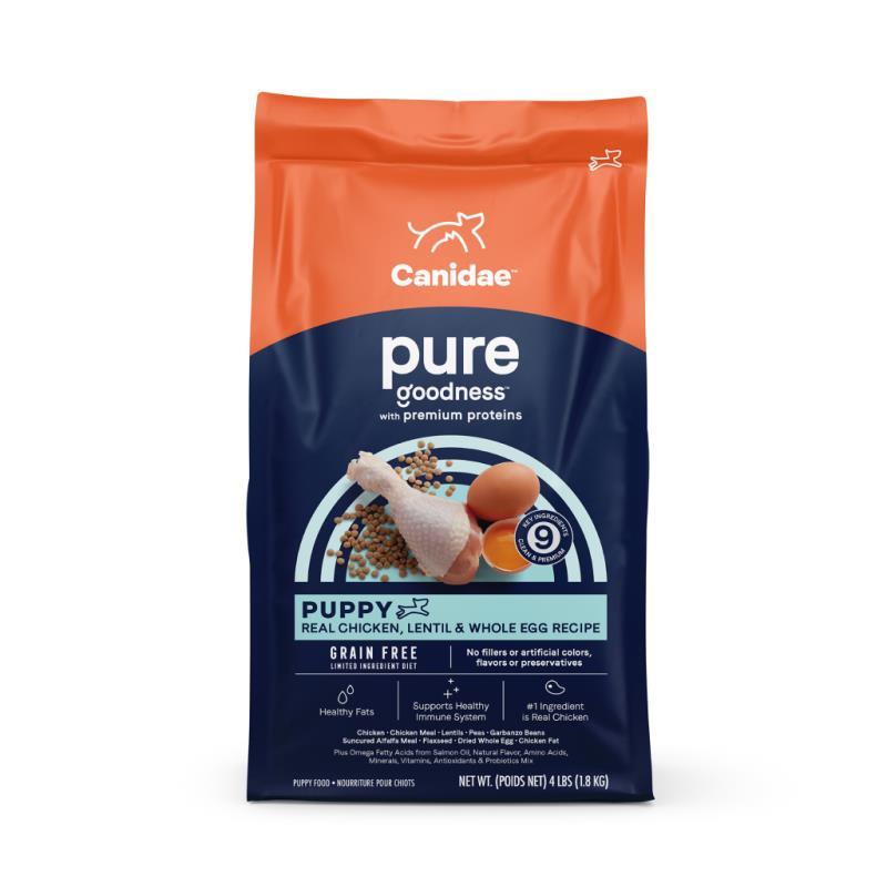 Canidae Pure Grain Free Dry Dog Food, Puppy, Chicken, Lentil & Whole Egg, 4-lb
