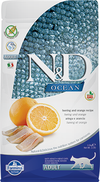 Farmina N&D Ocean Dry Cat Food, Herring & Orange, Adult, 3.3-lb